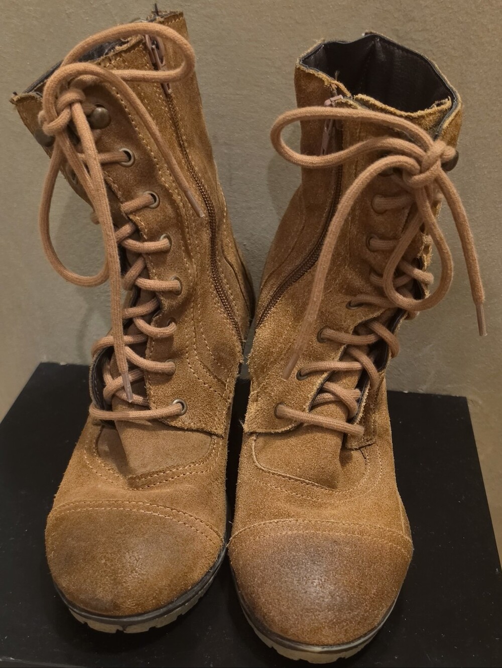 Skechers Lace-Up Suede Combat Boots